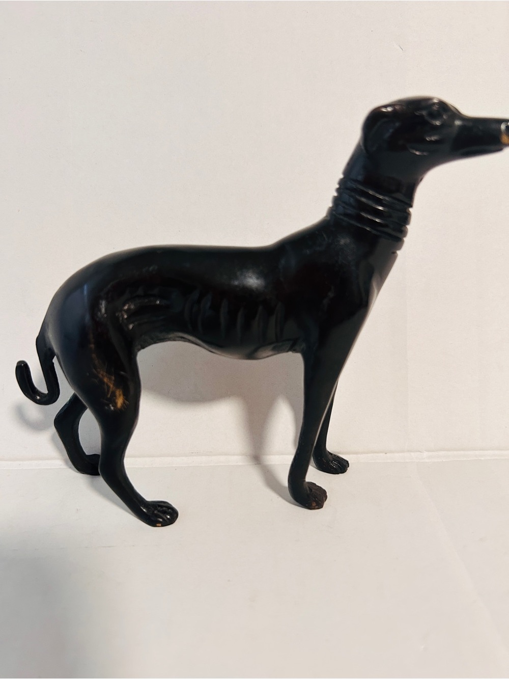 Vintage artisan Black Decorative Greyhound Dog Figurine - bronze metal
